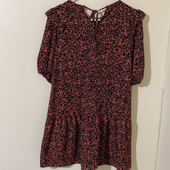 Divided H&M Black/Pink Floral Print Short Dress Women Size XS - Picture 7 of 12